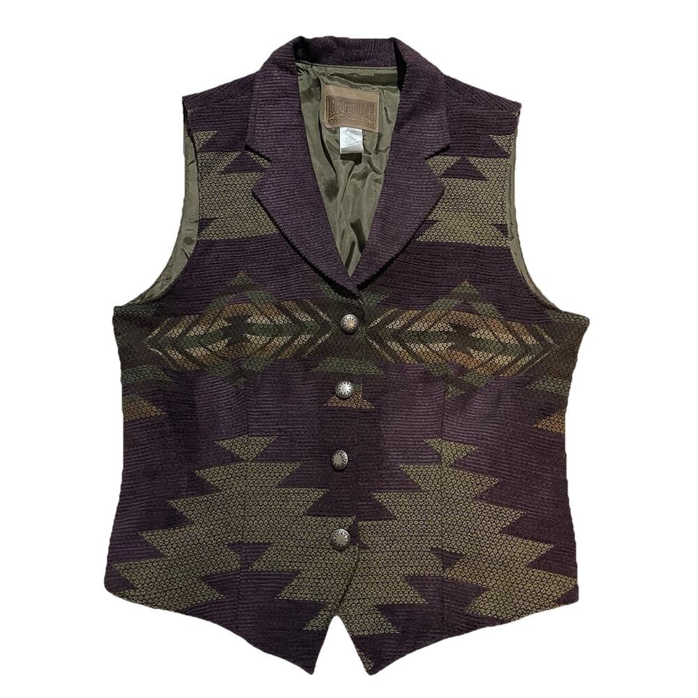 Rough Rider by Circle T Women’s Southwestern Aztec Tapestry Vest Large Lined